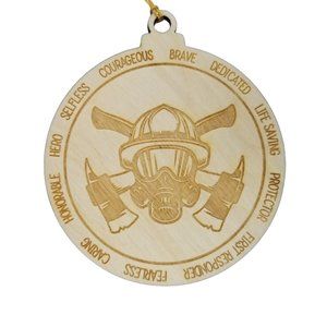 Firefighter Christmas Ornament - Character Traits - Handmade Wood Ornament